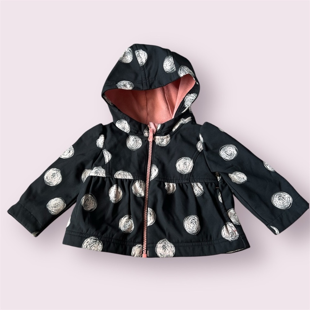 Girl’s 12 months Black Polka Dot Kids Jacket